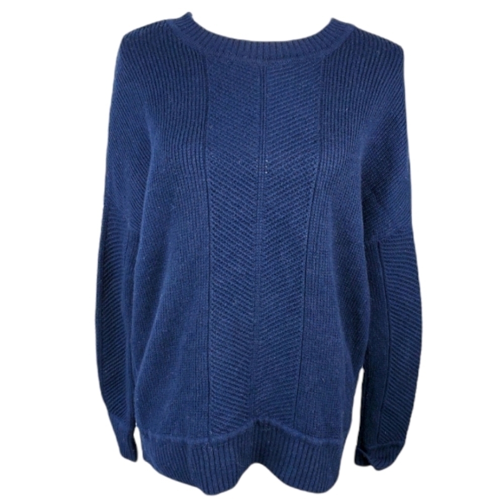 Athleta Cashmere Wool Knit Sweater XS Navy Blue